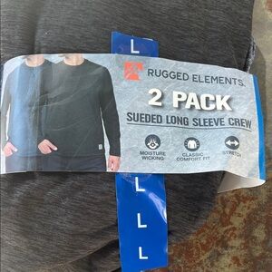 Rugged Elements Men's Long Sleeve Crew 2-Pack - Charcoal  large nwt